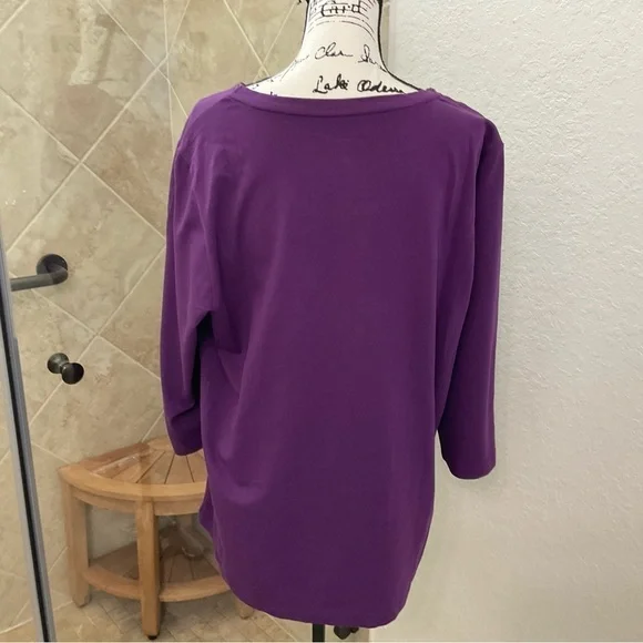319- D&Co NEW Purple Long Sleeve Top, Size X-Large. Cotton Blend. - Picture 2 of 5